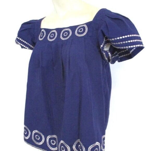 Kate Spade Blue Top Silver Embroidery size Small - Picture 2 of 5